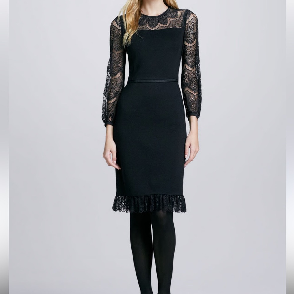 Tory Burch Tiana Black Lace sleeve Dress